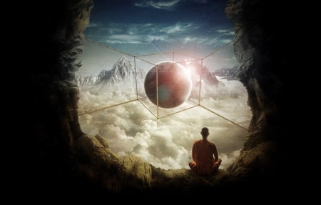 Photo Manipulation of a Monk in the Caves