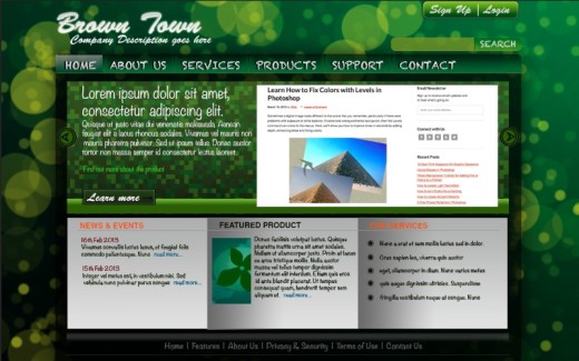 free psd website template - green color